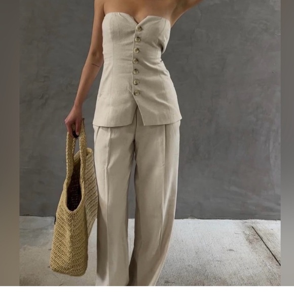 Meshki Linen Viscose Blend Wide Leg Pants - Picture 1 of 5